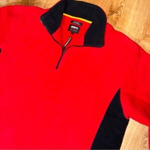 ESPN Sports Jacket Mens L Red The Magazine Fleece Pullover 1/4 Zip Long Sleeve